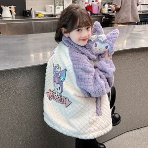 Girls Fleece Lined Lamb Fur Jacket Thickened Autumn Winter Coat Korean Style Elastic Fiber Polyurethane Girls Outwear