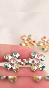 Klimo Rhinestone Flower Tighten Waist Buckle Pins Waist Clip Adjustable Snap Detachable 1 Set