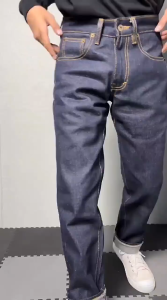 BLR Denim Celana jeans pria denim selvedge accent 160z black indigo slim straight art Merkurius