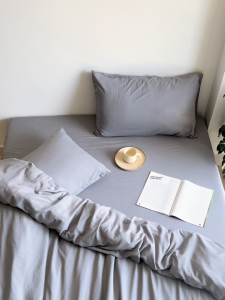 Bộ chăn mền ga gối GONI FRESH màu Xám Nhăn - Ga drap giường bo chun cao 4-25cm kích thước 1m 1m2 1m4 1m6 1m8 2m2