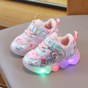 Flashing Light Baby Girl Sports Shoes Soft Soles Learning to Walk 0-1 Year Old Spring Autumn