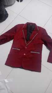 Jas Almamater warna merah maroon variasi lis putih (bisa tambah bordir) / Full Puring / Jas Mahasiswa / jas osis / blazer pondok pesantren