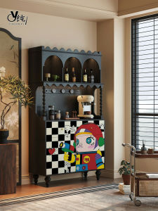 French Style Solid Wood Coffee Cabinet Living Room Home Use Integrated Wine Cabinet Cream Style Storage Cabinet Entrance Decoration