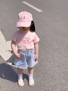 Kaos Anak Perempuan Croptop T-shirt Pita Lengan Pendek  Lucu Bahan Katun Lembut Nyaman