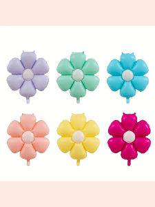 6 pieces Sunflower Balloon - Candy Colored Daisy Flower Aluminum Film Balloon Wedding Birthday Party Mothers Day Decoration