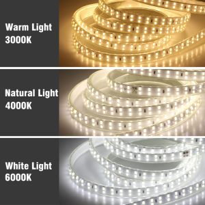 220V LED Strip Light 2835 180LEDs/m High Brightness 10W/m LED Lights Strip 6000K 4000K 3000K IP67 Waterproof Outdoor LED Light + Plug Switch