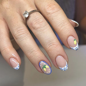 24Pcs Short Almond Press-On Nails Pink Floral French Tip Glossy&Elegant Full Cover Fake Nails for Women&Girls SpringDaily Wear