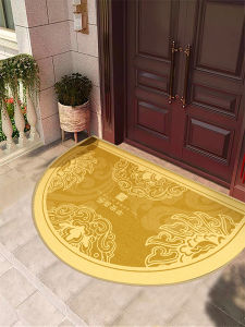 Golden Yellow Chinese Semicircle Entrance Door Mat Non Slip Door Mat Abrasion Resistant Doorway Doormat Door Indoor Carpet
