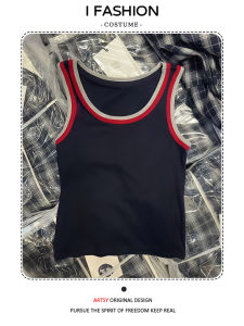 Áo Thun Thể Thao Thời Trang Nữ Áo Vest Màu Tương Phản Ôm Vừa Vặn Thời Trang Mùa Hè 2025 Áo Thun Cotton Cổ Tròn Không Tay