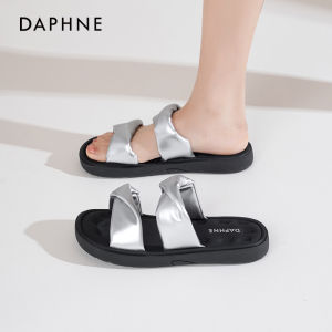 รองเท้าแตะพื้นหนา Daphne สำหรับผู้หญิง ฤดูร้อน 2025 รองเท้าแตะชายหาดแบบสวมสบาย พื้นนุ่ม รองเท้าแตะแบบสวมสบาย สไตล์ลำลอง