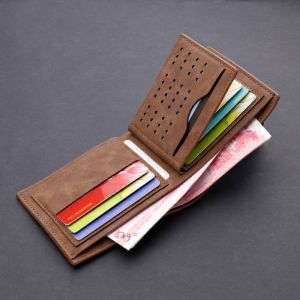Mens Short Wallet Horizontal Wallet Holds Drivers License Mens Wallet Youth Fashion Casual Multi-Functional Retro Soft Leather Ultra-Thin Business Wallet