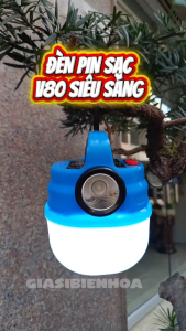 Bóng Đèn Tích Điện Hb-V80 80W Siêu Sáng Có Móc Treo Tiện Lợi Tích Hợp Đèn Pin Có Sạc Năng Lượng Mặt Trời