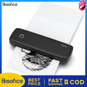 【100% Authentic】Bisofice A4 Inkless Printer Portable Thermal Transfer Printer Wire-less&USB Connect Connect with Mobile Computer 56mm/77mm/107mm/210mm/216mm(2in/3in/4in/8in/8.5in) US Letter for Office School Compatible with Windows / Mac System