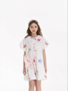 New Tie Dye Bunny Doll Children Sleeveless Dress With Peter Pan Collar