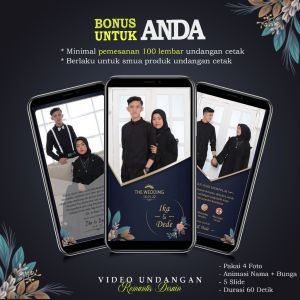 Undangan Pernikahan Ry.346DG Motif Bunga | Free Thanks Card Plastik Label dan Video Undangan Digital | Cetak Kartu Undangan Murah