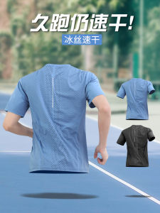 Áo Thun Nam Tay Ngắn Thoáng Khí Nhanh Khô Để Chạy Bộ Và Tập Thể Chất Liệu Lụa Băng Nhẹ Có Cổ Tròn