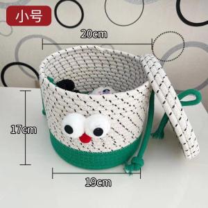 Color Block Wooden Ball Japanese Cotton Handcrafted Storage Basket