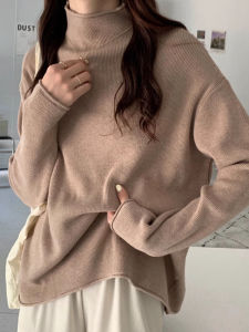 plus Size Womens Half High Collar Sweater Autumn Winter New Style Conceal Meat Slimming Knitted Shirt Base Layer Pullover