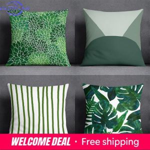 Green Leaf Pattern Decorative Pillowcase Cushion Pillowcase Bedding Decoration