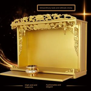 Altar Solid Wood Buddha Shrine For Home Golden Guanyin Altar High-End God of Wealth Prayer Altar Table Land and Land Worship Position Buddha Shrine Shrine