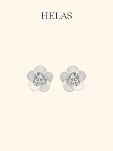 Helas | Rose Gold & Platinum Chrysanthemum Style Diamond and Mother-of-Pearl Earrings