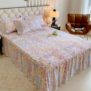 Dansunreve 1000TC Cotton Bed Skirt Soft Breathable Korea Style Bedskirt Ruffle Lace Bedspread 45cm Height Bed Cover