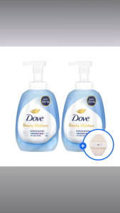 Dove Deep Moisture Foaming Body Wash 540g x2 + Free Body Sponge | Rich Foaming Hydration | Fruity Floral Scent for Smooth & Soft Skin