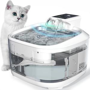 4.5L Stainless Steel Cet water Fountain 5000mAh Battery Intelligent Pat Water Fountain for Cat Dog Water Dispenser Automatic Wireless Sensor Rechargeable Cat Water Fountain