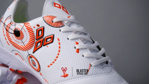BLASTER - Sepatu Futsal Dewasa Anak Laki-laki Fusion Putih Merah Sepatu Mini Soccer Gerigi