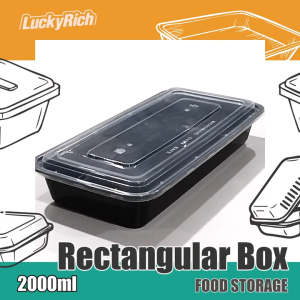 LuckyRich - Rectangular Box 25pcs 2000ml with lid cover for Food Container Storage