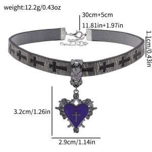 Bandai | Pure Desire Style Hot Girl Thorn Heart Choker Necklace Exotic Design Leather Lockbone Necklace Collar Band