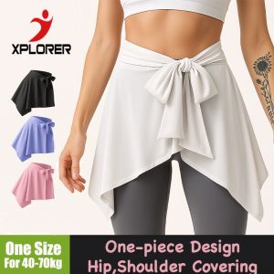 Women One-piece Hip Cover Dance Ballet Removable Skirt Yoga Running Miniskirt Muslimah Extended Hip Covering Skirts