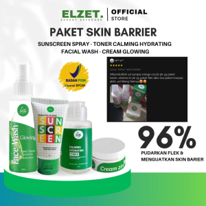 Elzetskincare BPOM 4in1 Paket Skin Barrier Repair Sabun Pemutih Kulit Wajah Sunscreen Pelindung UVA UVB Paket Pemutih Kulit Wajah Kusam Glowing