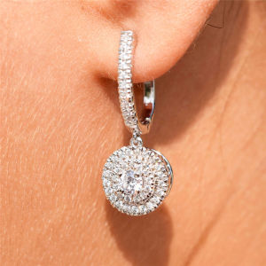 Huitan New Wedding Trend Eternity Earrings for Women Full Bling Cubic Zirconia Simple Elegant Ladys Accessories Classic Jewelry