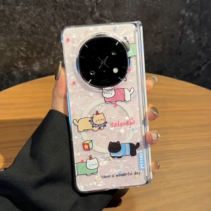 เคสมือถือ OPPO Find N5 ลายน้องแมว Colorful น่ารักสดใส พื้นไข่มุก สไตล์มินิมอลสายรักสัตว์