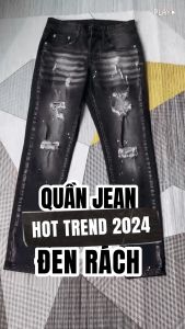 Quần bò jean nam dài ĐEN RÁCH phong cách độc đáo TREND 2024 chất jean co giãn tốt chuẩn form bền đẹp giá tốt