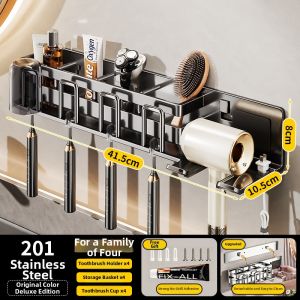Stainless Steel Bathroom Storage Shelf No Drilling Required