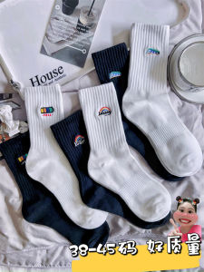 High Quality Pure Cotton Mens Sport Mid-Calf Socks Long Tube Spring Autumn Style Black White Fashionable Socks for Men And Women