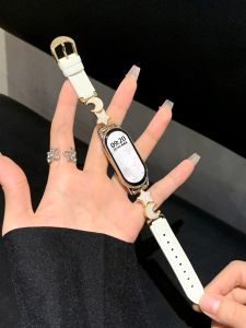 Uhada Metal Leather Smart Watch Band for Xiaomi Band 8 NFC Compatible Creative Star Moon Design Womens Sports Bracelet