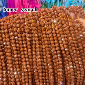 เงาหินทรายสีทองลูกปัดอนุภาคขนาดเล็กสร้อยคอ DIY เครื่องประดับทําด้วยมืออุปกรณ์เสริม Hard Cut หิน Spacer ลูกปัด