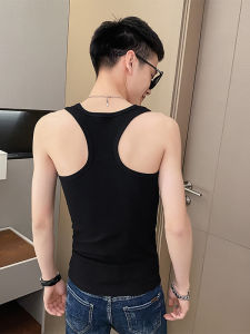 Mens Summer Slim Fit Cotton Tank Top Workout Exercise Fitness Crossbar Popular Two Rope Strap Sweatshirt Breathable Moisture Wicking