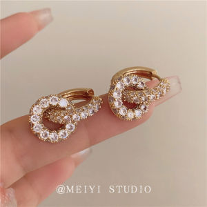Elegant Vintage French Full Diamond Circle Earrings Dual Wear Minimalist High-End Feelings Fine Jewelry Ear Accessories