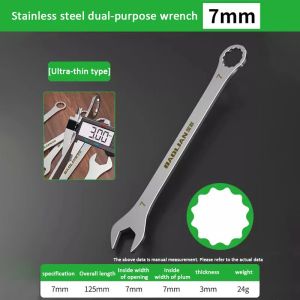 Ultra-thin Dual-purpose Wrench Large Open Wrench Plum Blossom 4-32mm Auto Repair Wrench Stainless Steel Household Hardware Tools
