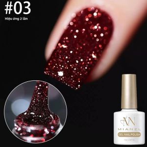 Bộ Sơn Móng Tay Gel Dưỡng Trắng Mùa Thu 10ML 1-6 Món Làm Cứng Bằng Đèn UV Nhũ Kim Tuyến Đen Lấp Lánh Dành Cho Móng