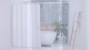 Waffle Weighted Shower Curtain Waterproof Mould Proof Resistant Weighted Shower Curtains for Bathroom Wet Room Machine Washable