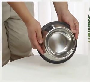 Pet Dog Cat Thick Stainless Steel Non-slip Feeding Bowl & Water Bowl