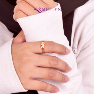 MEILYN Cincin Emas Wanita Motif Bunga Mekar Lapis Emas 18K 0221231035