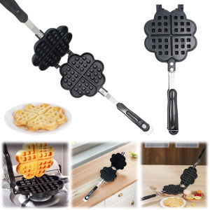 [Arrived within 3 days] Waffle Maker Pan Non-Stick Aluminum Alloy Waffle Skillet Love Heart Shape Sandwich Toaster Maker Double-Sided Frying Pan