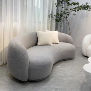 Cream Style Curved Sofa Internet Celebrity Modern Small Apartment Designer Sample Room Beauty Salon Special-Shaped Cashmere Sofa