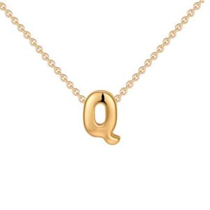 สร้อยคอตัวอักษรภาษาอังกฤษน่ารัก ชุบทอง 18K สร้อยคอตัวอักษรพองๆ สำหรับผู้หญิง